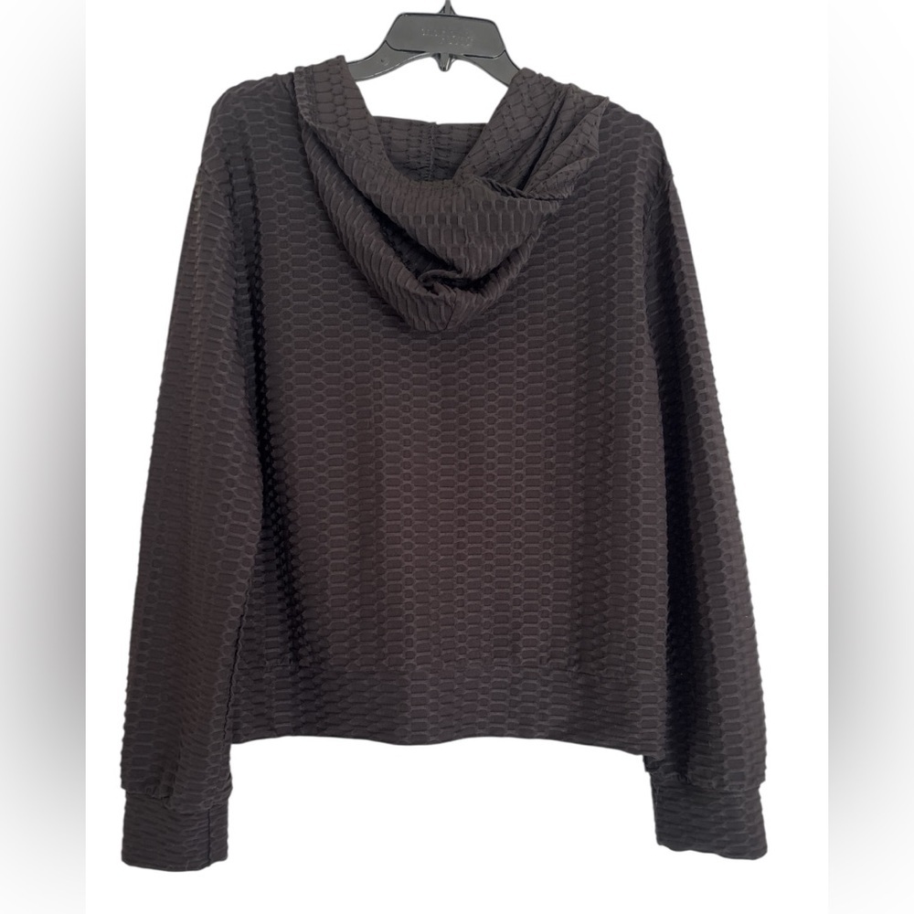 Women's Black Textured/waffled Jacket AQ Sports 2X lightweight, hood & pockets. - Picture 5 of 10